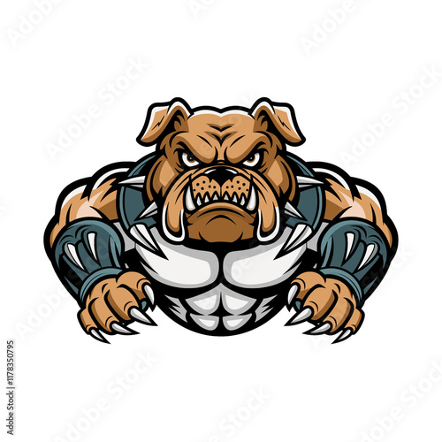 bulldog muscular illustration design logo photo