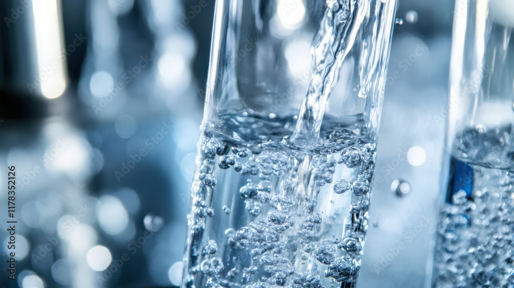 A glass of water is pouring out of a glass