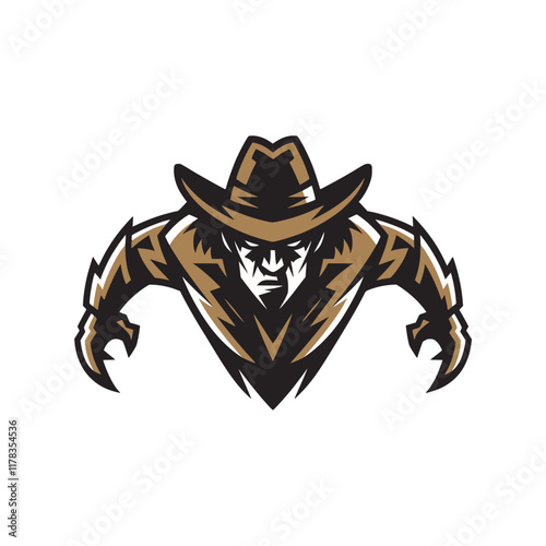 cowboy malignant pose attacking design logo illustration