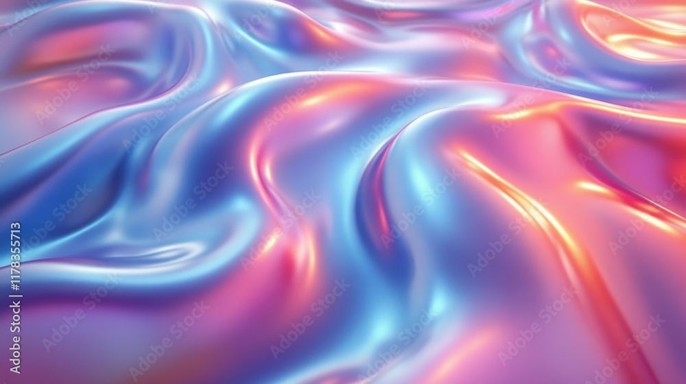 A smooth, colorful surface with flowing textures resembling silk or liquid.