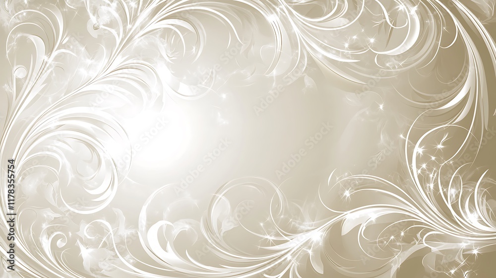 Elegant Beige Floral Swirl Background Design Elegant Beige Floral Swirl Background Design