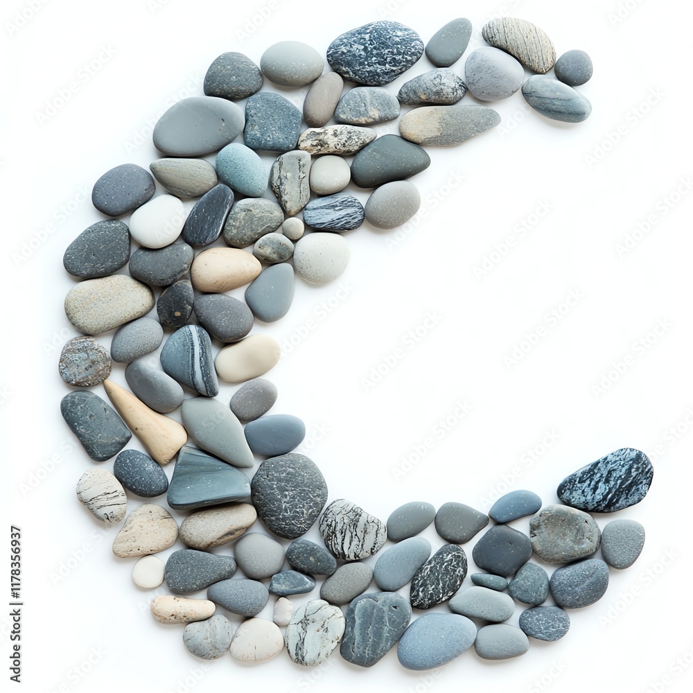Stone crescent shape, white isolated background Stone crescent shape, white isolated background