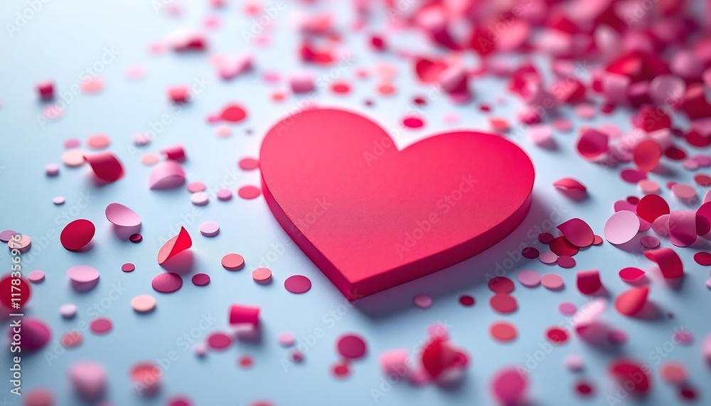 Romantic Valentine's Day Heart with Confetti - Stock Photo Romantic Valentine's Day Heart with Confetti - Stock Photo