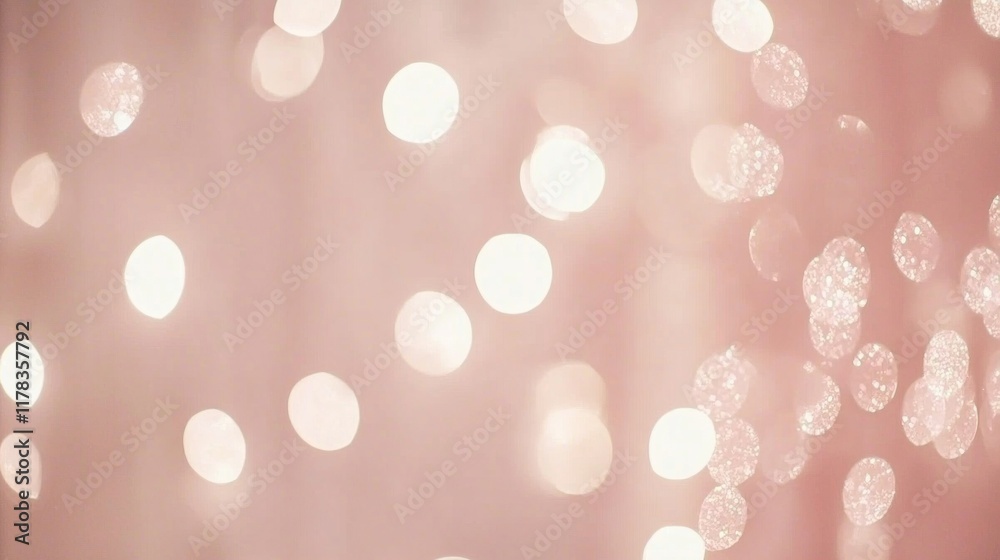 Abstract pink bokeh background with glowing lights.