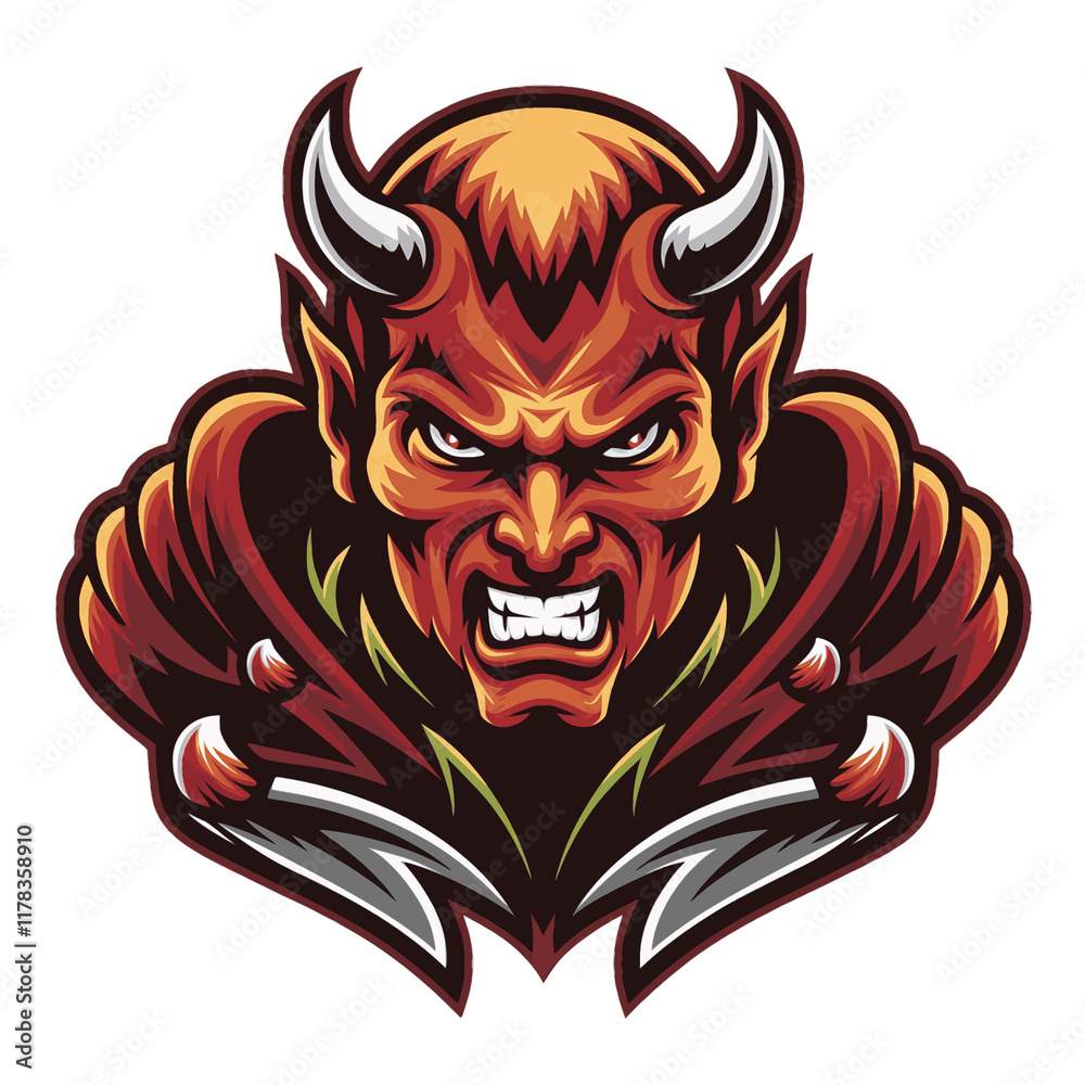 Obraz premium devil angry character logo design illustration