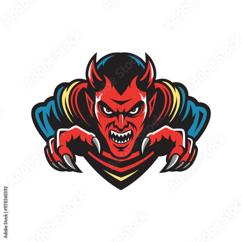 devil character design illustration logo on white background