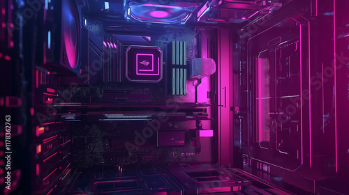 Wallpaper Mural dark Abstract Technology Background with computer Torontodigital.ca