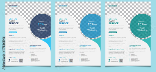 Elegant editable minimal creative modern corporate professional company business medical health care dental dentistcare services hospital doctor flyer leaflet template design colorful combination.