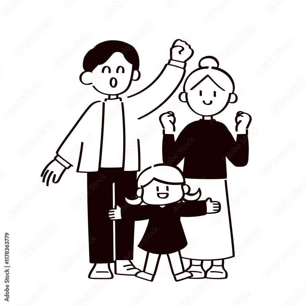 笑顔な三人家族のイラスト 笑顔な三人家族のイラスト