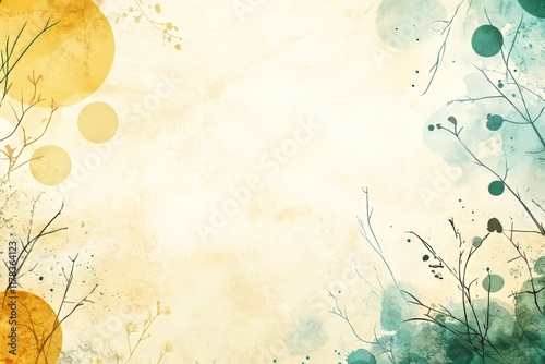 Serene floral abstract with soft pastel colors and delicate branches.