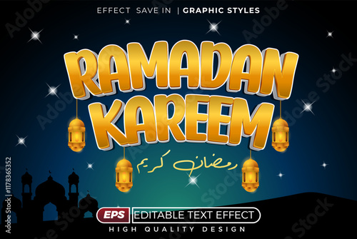 Editable 3d text effect ramadan kareem