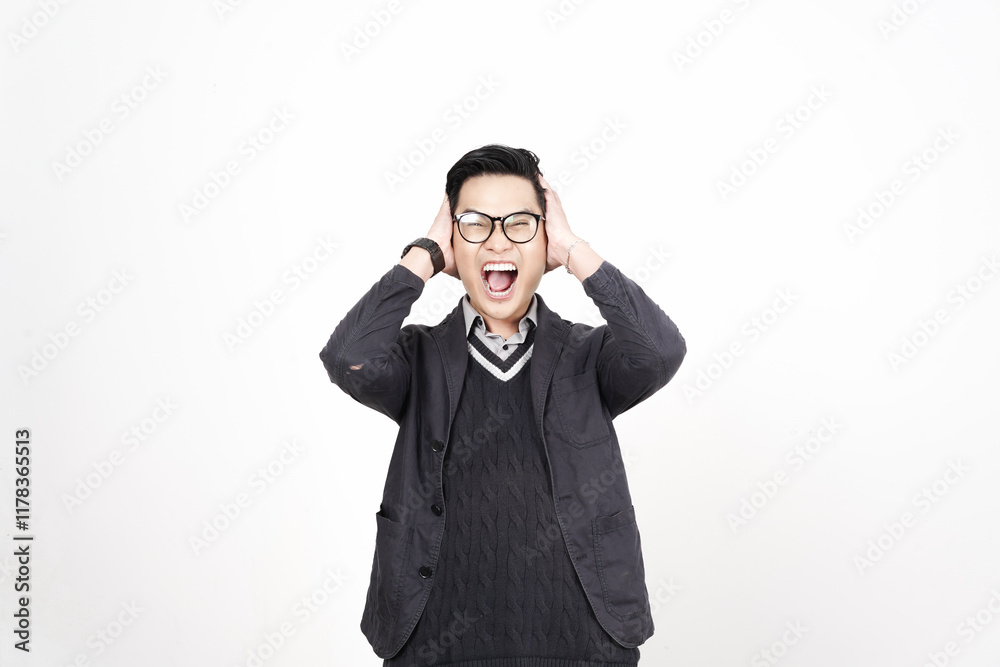 Angry frustrated, Negative gesture of Handsome Asian Man Isolated On White Background Angry frustrated, Negative gesture of Handsome Asian Man Isolated On White Background