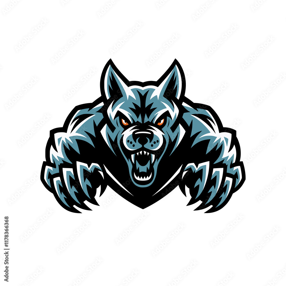 Obraz premium dog attacking pose with claws illustration design logo