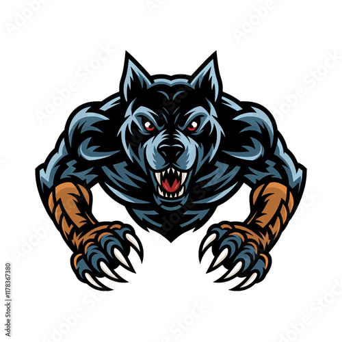 Wallpaper Mural dog black angry attacking pose with claws logo design Torontodigital.ca