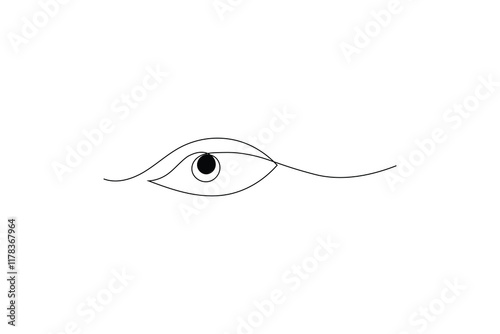 woman's eye with a single tear falling Eyes single line art visual sign Symbol of vision Eyes single line art