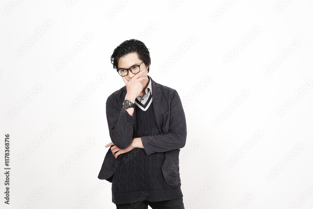 Thinking gesture of Handsome Asian Man Isolated On White Background Thinking gesture of Handsome Asian Man Isolated On White Background