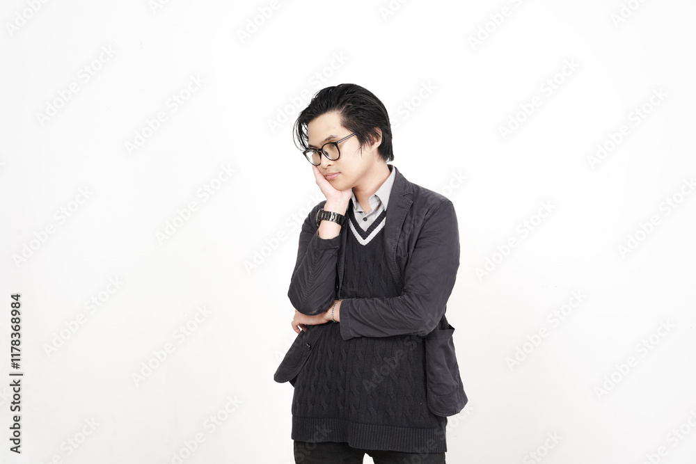 Thinking gesture of Handsome Asian Man Isolated On White Background Thinking gesture of Handsome Asian Man Isolated On White Background