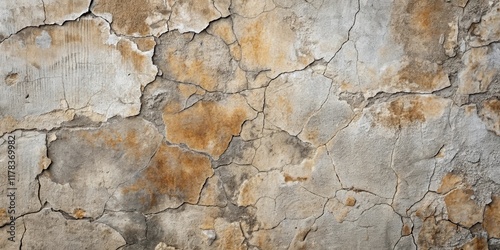 A Detailed Texture of Aged, Cracked, and Weathered Plaster Wall with Patina