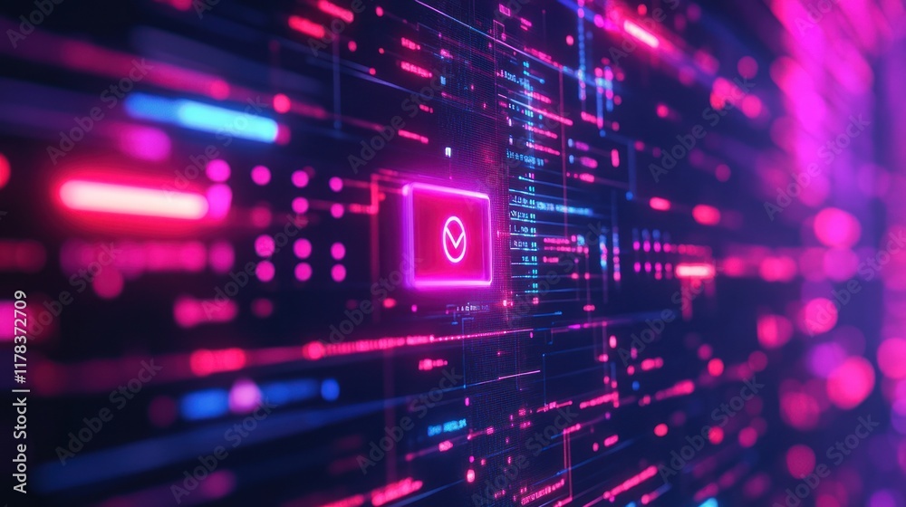 Neon Digital Interface: Futuristic Technology Background Neon Digital Interface: Futuristic Technology Background