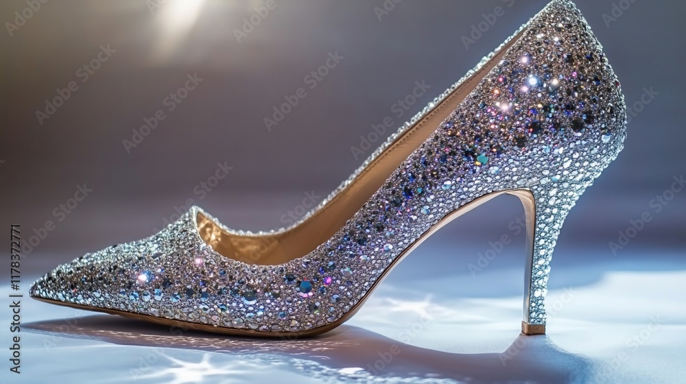 Sparkling Crystal High Heel Shoe Studio Shot Sparkling Crystal High Heel Shoe Studio Shot