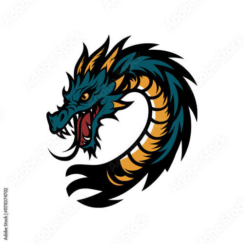 Wallpaper Mural dragon head logo design illustration Torontodigital.ca