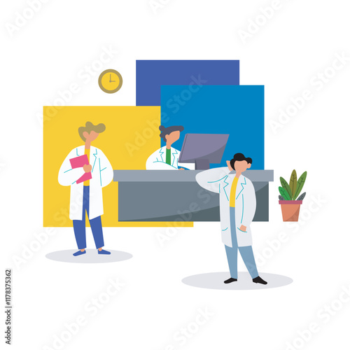 Background Illustration Of A Doctor From The Receptionist Atmosphere In The Hospital