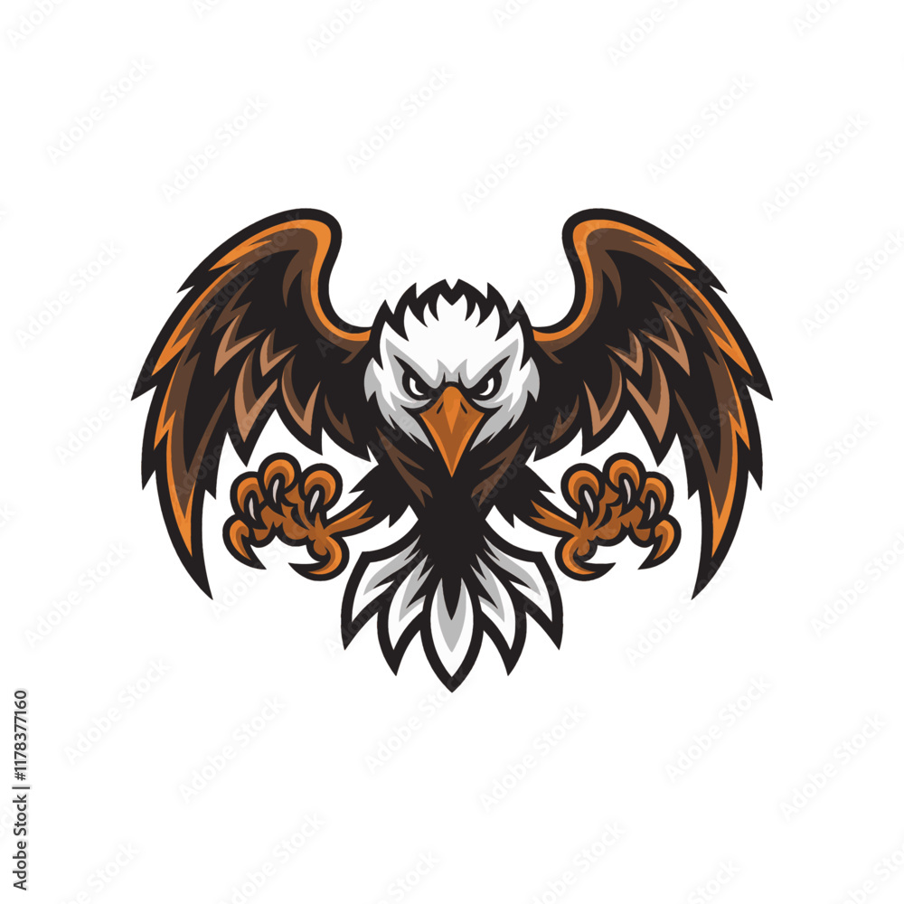 Fototapeta premium eagle fliying attacking pose with claws design illustration logo