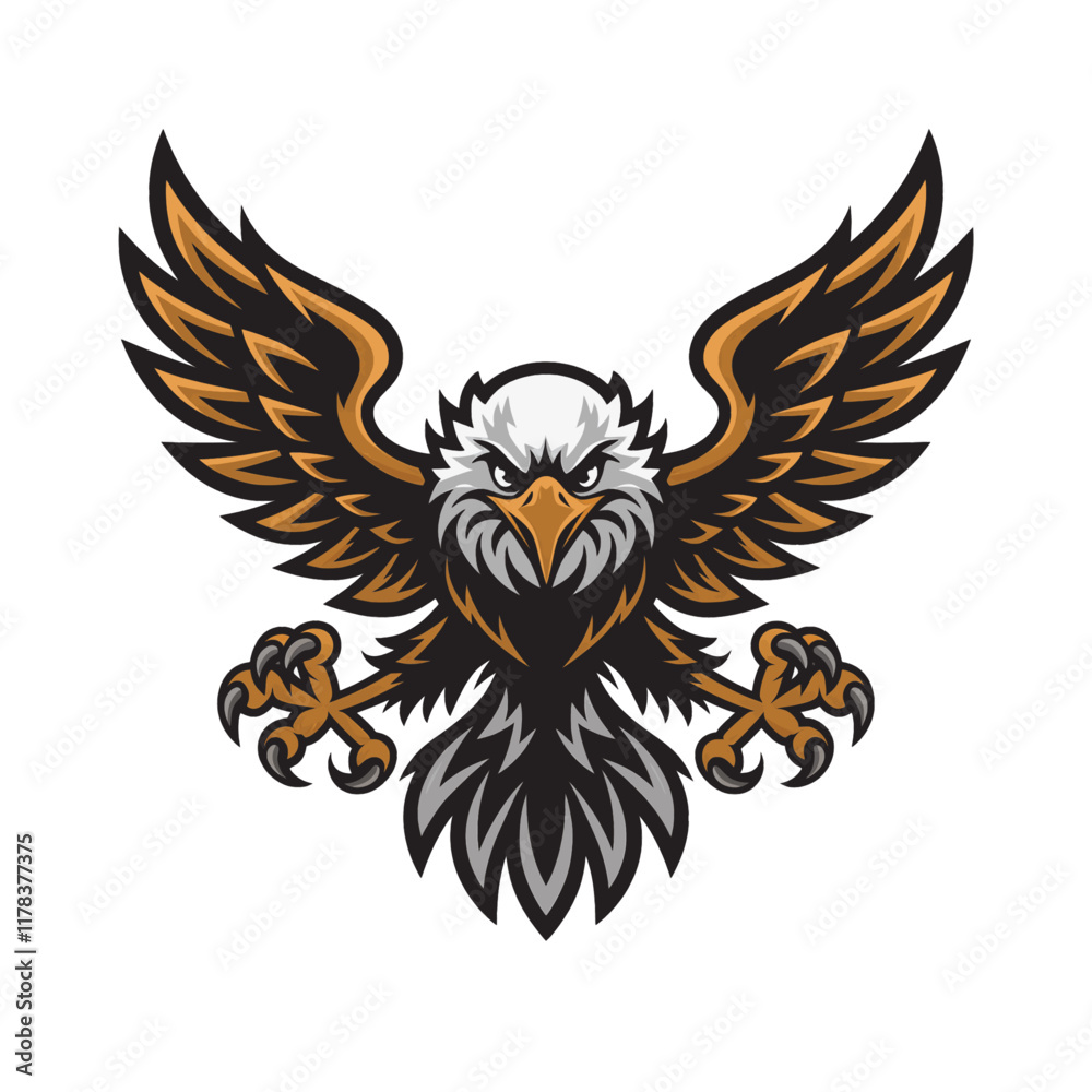Fototapeta premium eagle fliying attacking pose with claws design logo illustration on white background