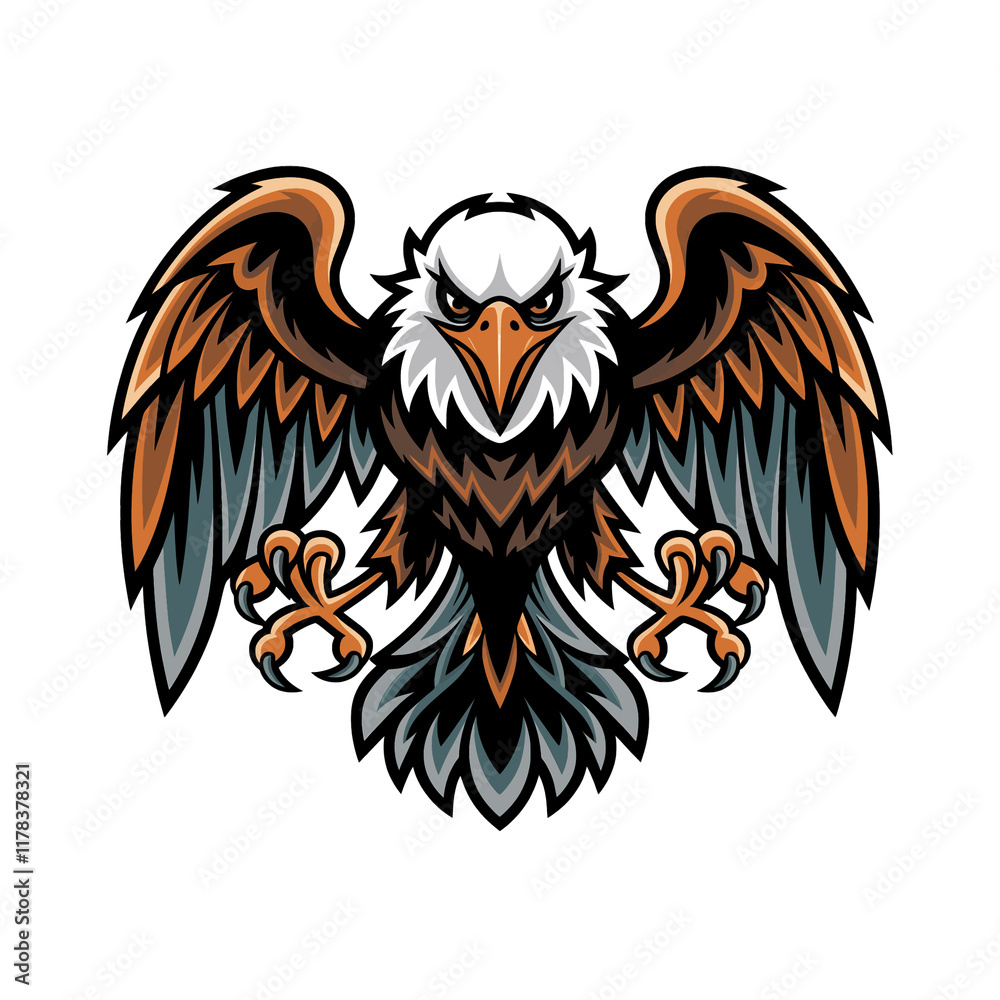 Obraz premium eagle fliying attacking pose with claws illustration design logo