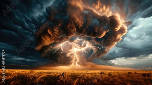 Dramatic supercell storm over plains
