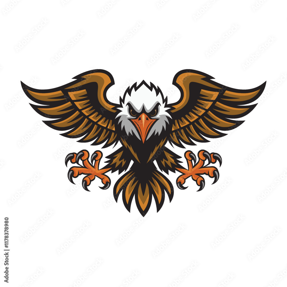 Obraz premium eagle fliying attacking pose with claws logo illustration design