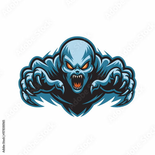 ghost angry attacking design logo illustration