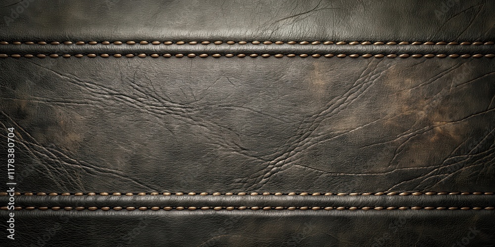 Dark Brown Leather Texture with Decorative Stitching Detail Dark Brown Leather Texture with Decorative Stitching Detail