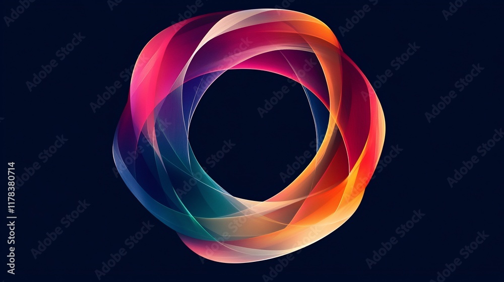 Abstract colorful swirling ring on dark background. Abstract colorful swirling ring on dark background.