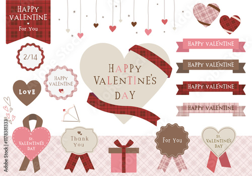 バレンタインフレーム_イラスト_デザイン_チェック柄02