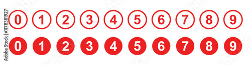 Numbers icon set from 0 to 9