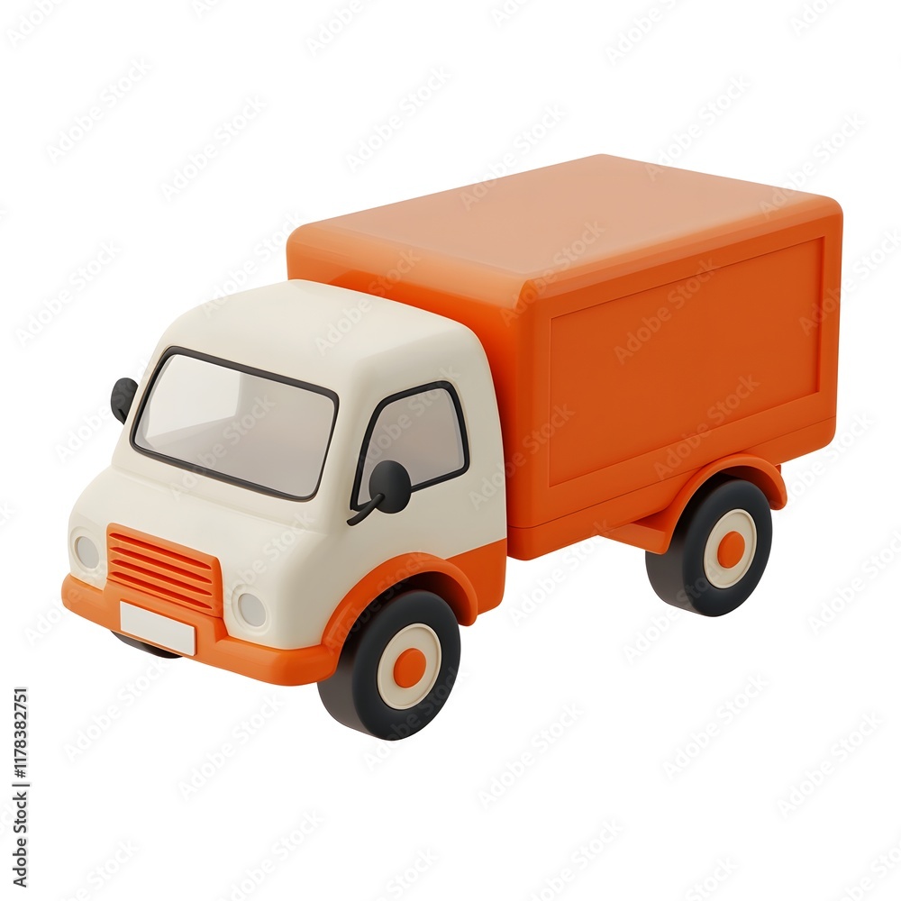 Fototapeta premium 3D Rounded Delivery Truck Icon in Cartoon Style on Minimalist White Background