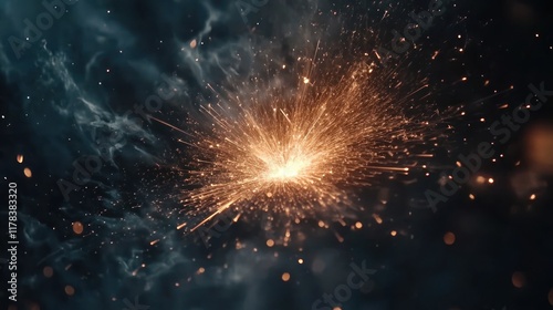 Wallpaper Mural Fiery sparkler explosion with smoke against dark background. Torontodigital.ca