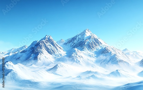 Wallpaper Mural Snowcovered mountains with clear blue sky, breathtaking travel destination, representing resilience and challenges, serene vacation lifestyle, ultradetailed shot Torontodigital.ca