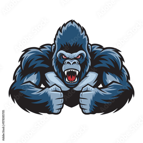 gorilla muscular wild design illustration logo on white background photo