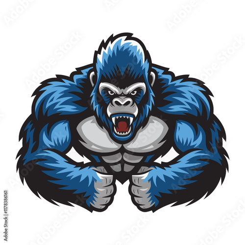 gorilla muscular wild illustration logo on white background
