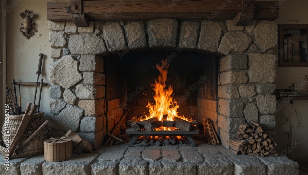 fire burning in fireplace house fire burning in fireplace house