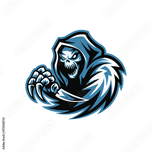 grim reaper attacking with claws design logo