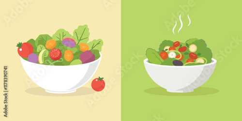 fresh, salad, tomatoes, food, vegetable, healthy, diet, green, vector, illustration, dinner, lunch, lettuce, organic, onion, meal