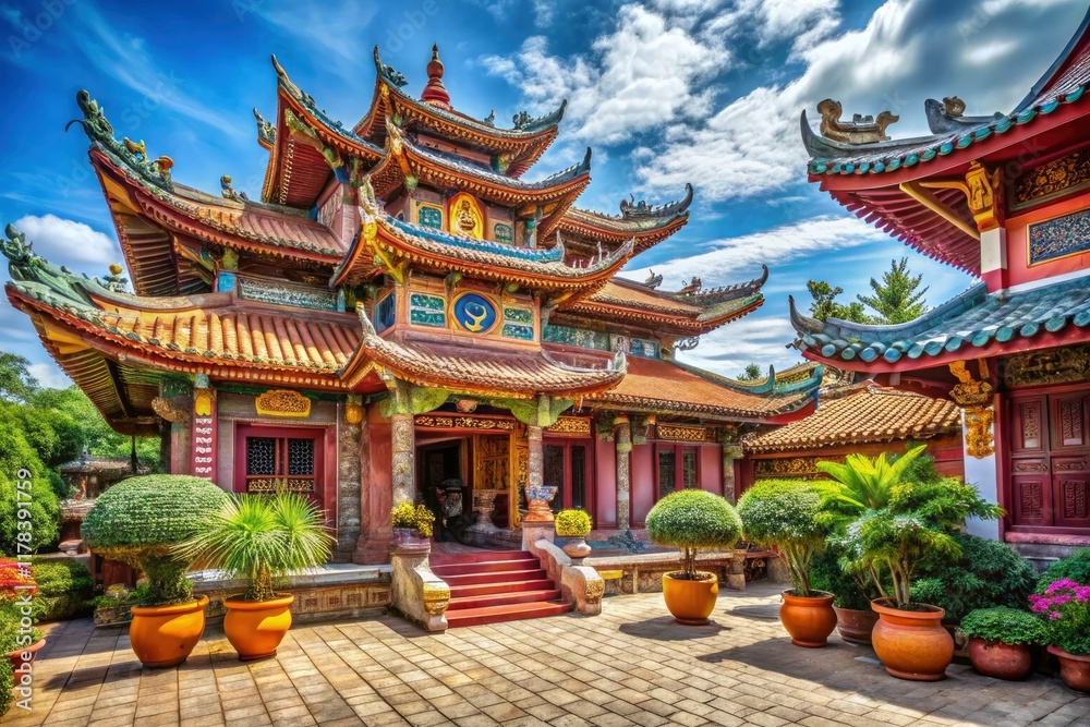 Naklejka premium Explore the breathtaking beauty of Quy Nhon Temple in Vietnam's rich spiritual landscape.