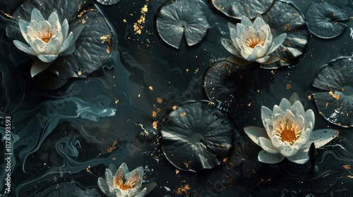 watercolor painting with the concept of whole lotus petals. photo