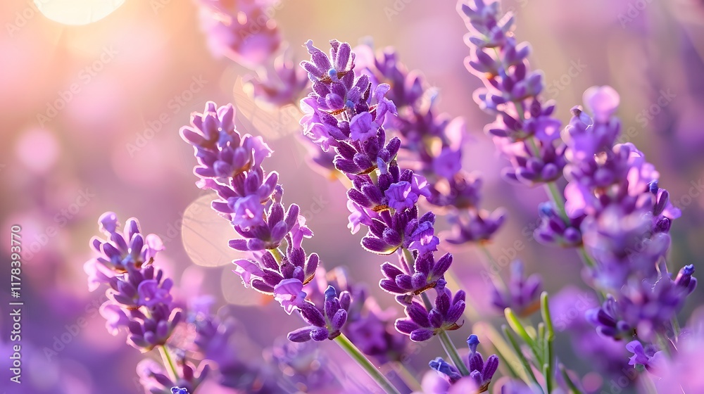 Naklejka premium modern and colorful illustration of beautiful lavender flowers on a white background