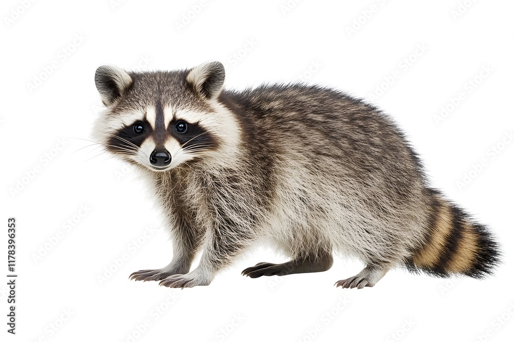 Obraz premium Raccoon Isolated on White Background.