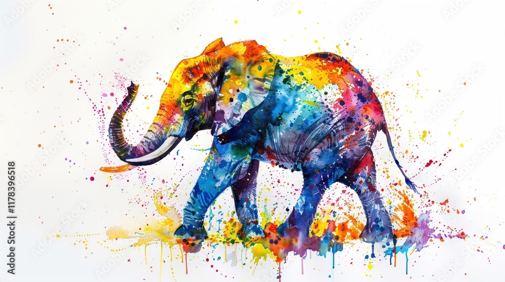 Obraz premium Elephant spray vibrant cute watercolor business