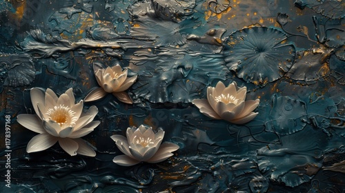 watercolor painting with the concept of whole lotus petals. photo